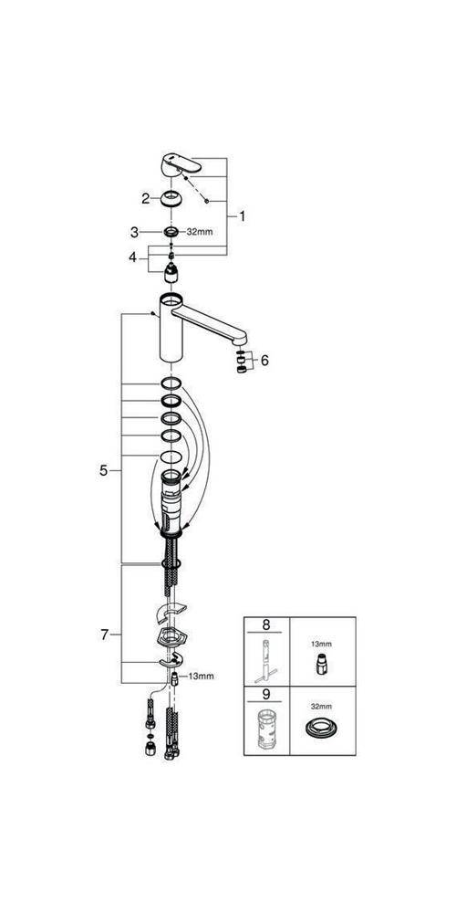 GROHE EH-Spültischbatterie EUROSMART C 1/2Zoll mi-ho Ala ND chr