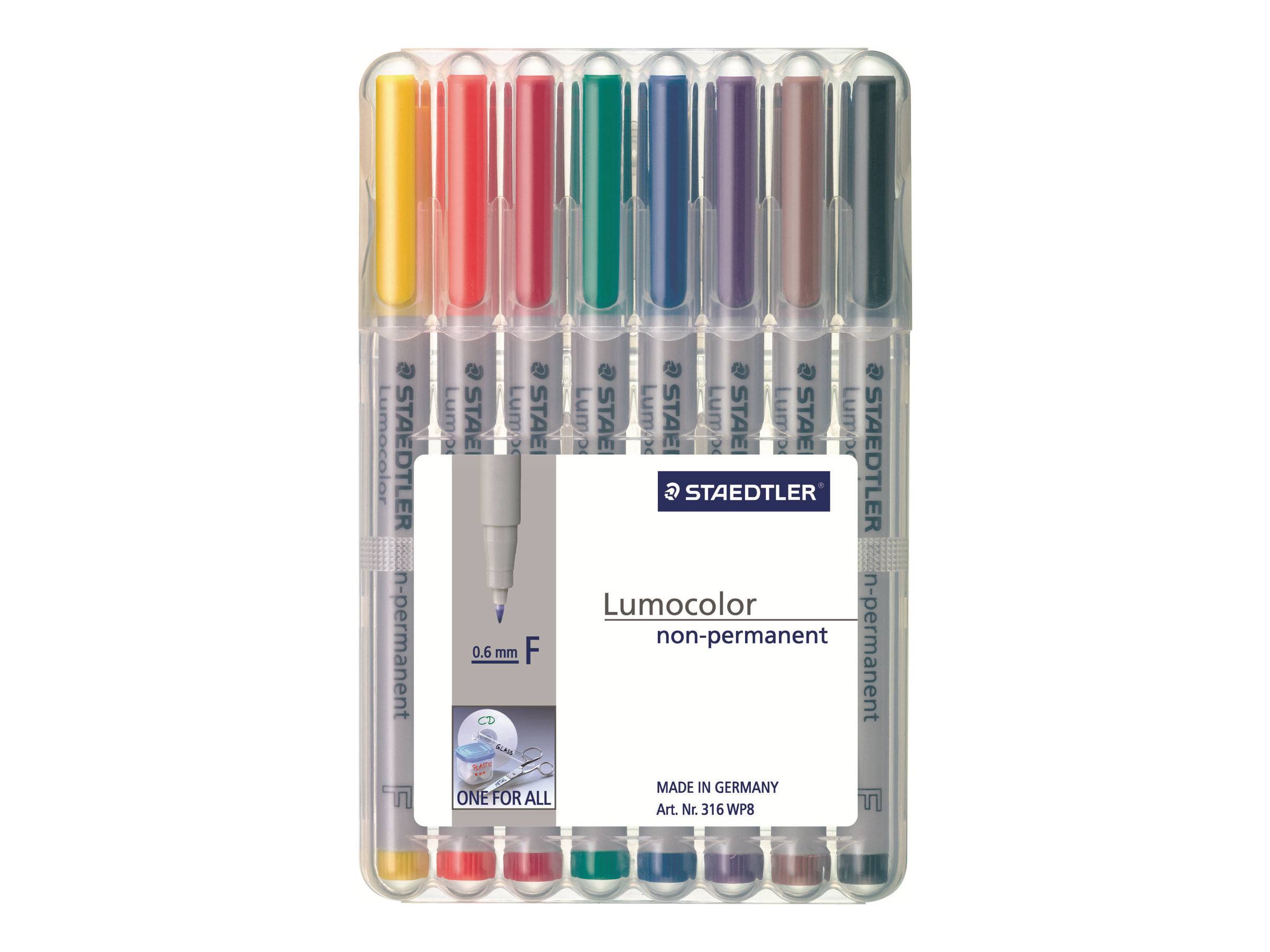 STAEDTLER Lumocolor - Filzstift - nicht dauerhaft - verschiedene Farben - 0.6 mm - fein (Packung mit 8)