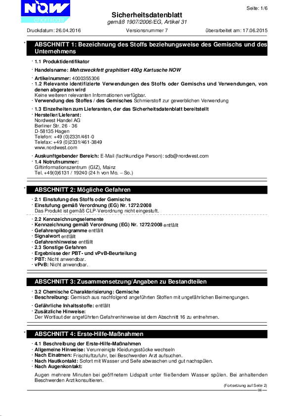 Mehrzweckfett graphitiert 400g schwarz Kartusche PROMAT CHEMICALS