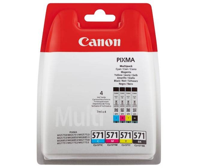 Canon PIXMA Multipack Tintenpatronen-Set: 4-Patronen-Pack mit Cyan-, Magenta-, Gelb- und Schwarztinten. Kompatible Modelle aufgeführt.