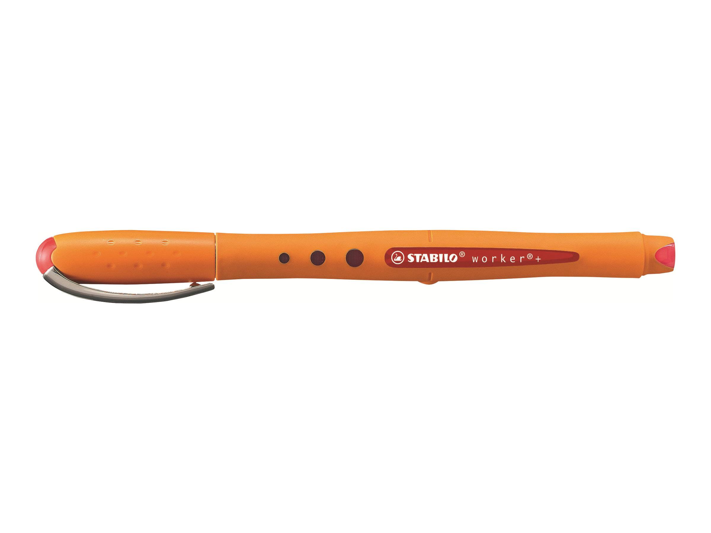 STABILO worker®+ Tintenroller orange 0,5 mm, Schreibfarbe: rot, 1 St.