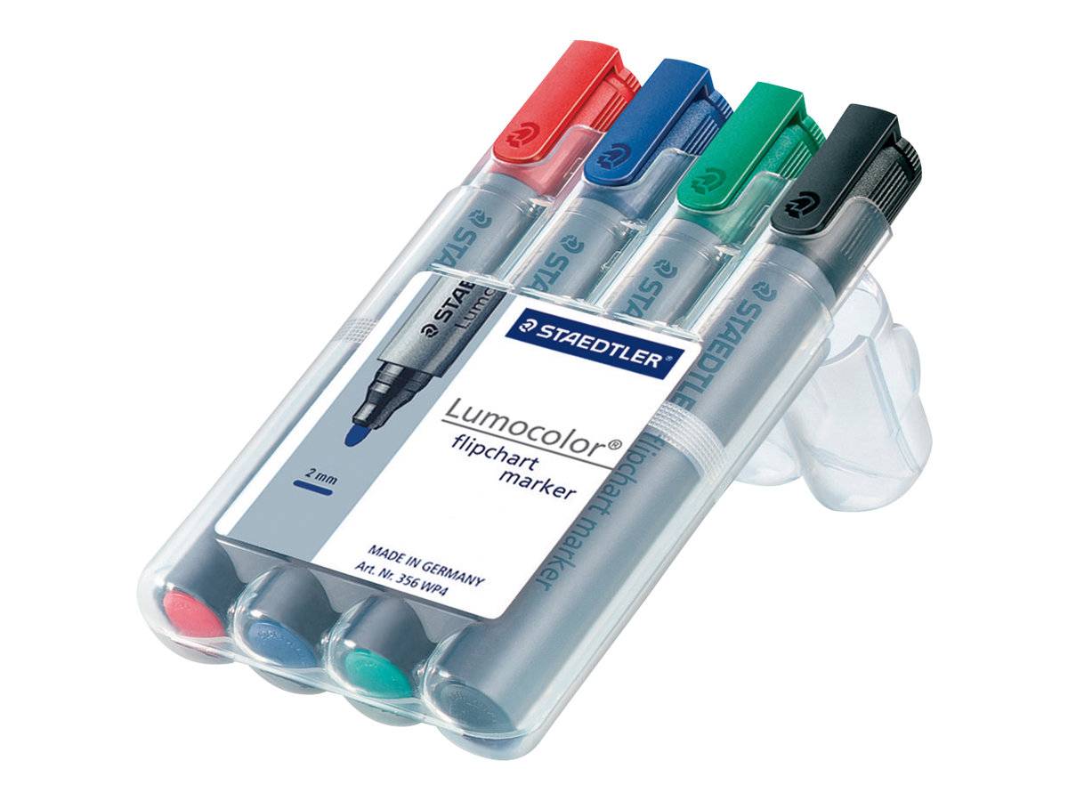 STAEDTLER Lumocolor - Marker - für Flipchart - Schwarz, Rot, Blau, Grün - wasserbasierte Tinte - 2 mm (Packung mit 4)