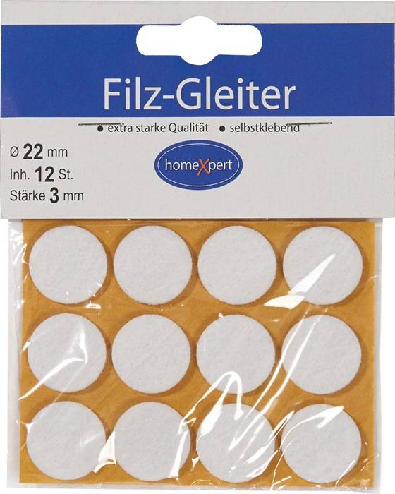 Filzgleiter 22mm Filz weiß selbstkl.16 St./SB-Karte