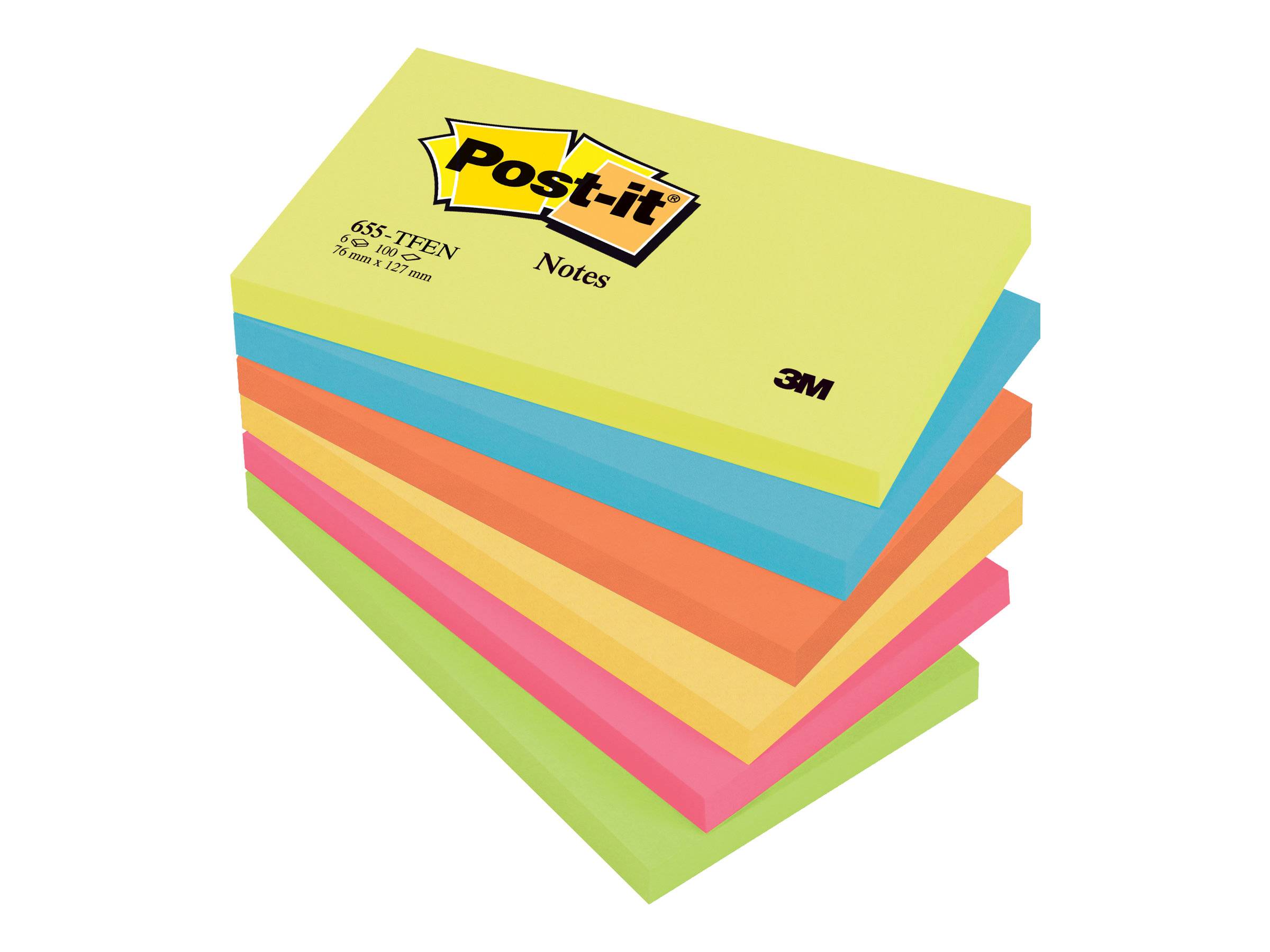3M - Post-it 655-TFEN - Notizen - 127 x 76 mm - 600 Blatt (6 x 100)