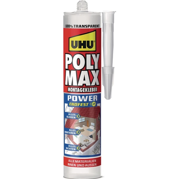 Kleb-/Dichtstoff POLY MAX POWER glasklar 300g Kartusche UHU Kleb-/Dichtstoff POLY MAX POWER glasklar 300g Kartusche UHU