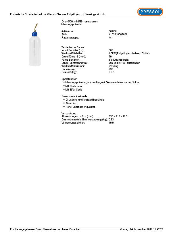 Öler PE 500 ml o.Pumpe PRESSOL