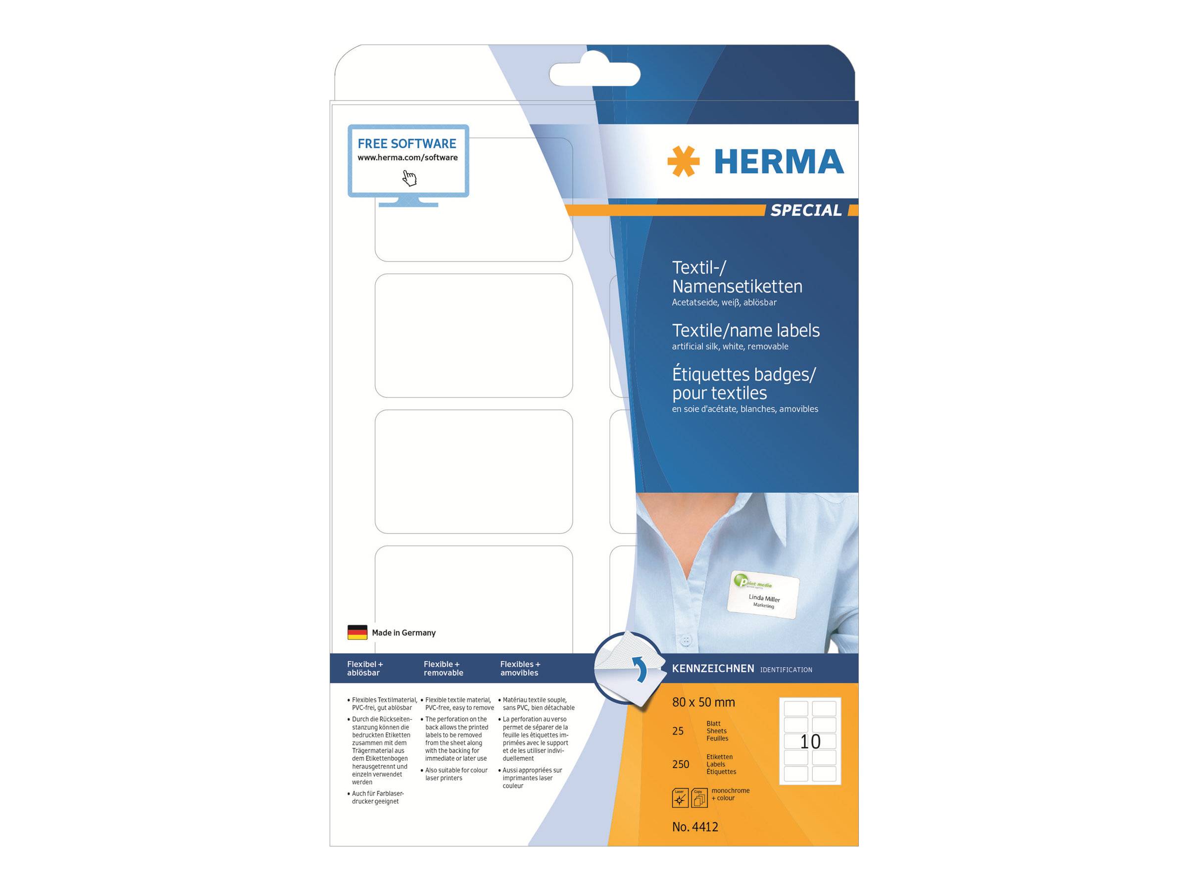 HERMA Special - Selbstklebend - weiß - 50 x 80 mm 250 Stck. (25 Bogen x 10)