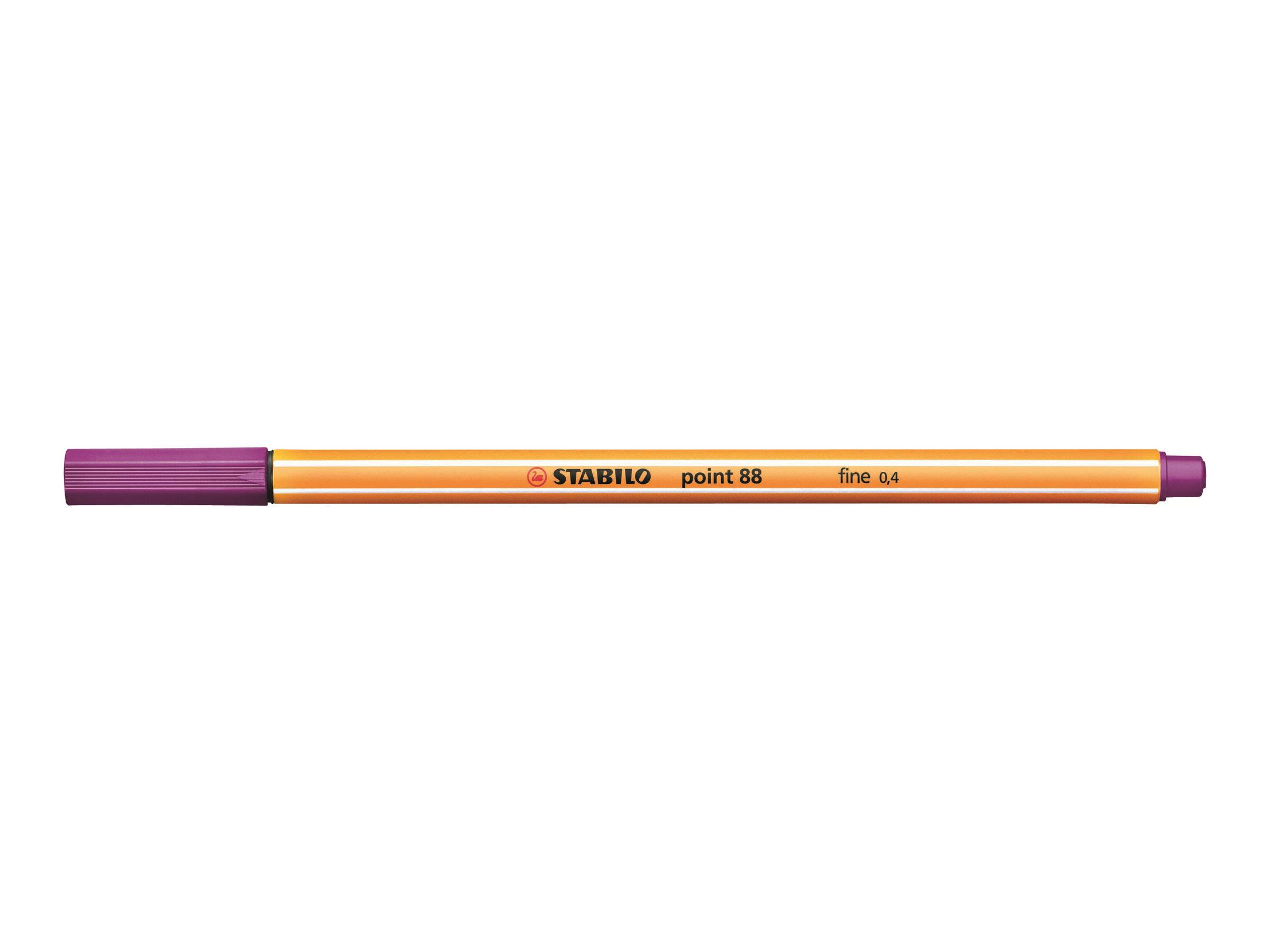 STABILO point 88 - Fineliner - Schwarz, Rot, Blau, Grün, Violett, fliederfarben  - 0.4 mm (Packung mit 6)