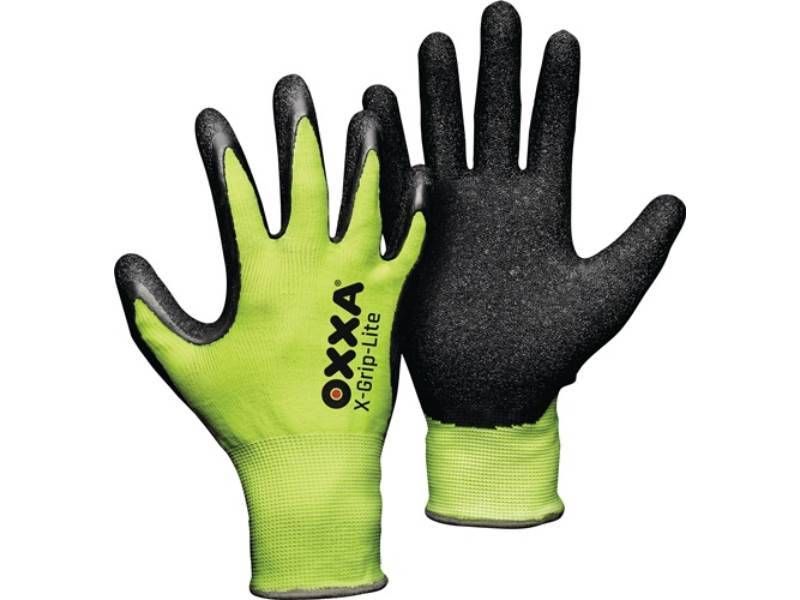 OXXA 15102509 Handschuhe X-GRIP-LITE Gr.9 schwarz/fluo-gelb Nylon-Träger EN 3