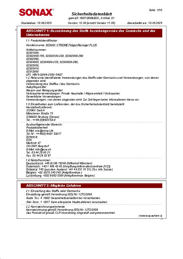 FelgenReiniger PLUS XTREME 750 ml Sprühflasche SONAX