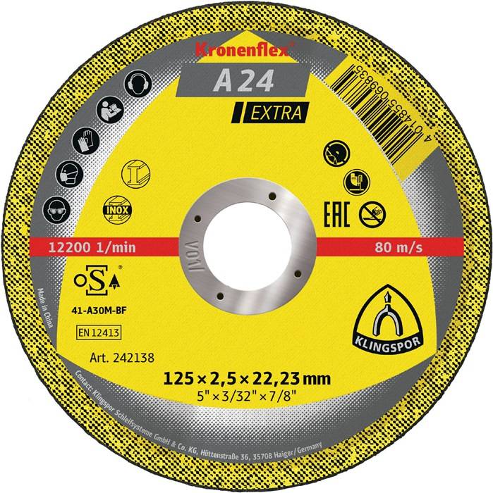 Trennscheibe A 24 Extra D125xB2,5mm Bohrung 22,23mm mittelhart GER Dr.12200U/min