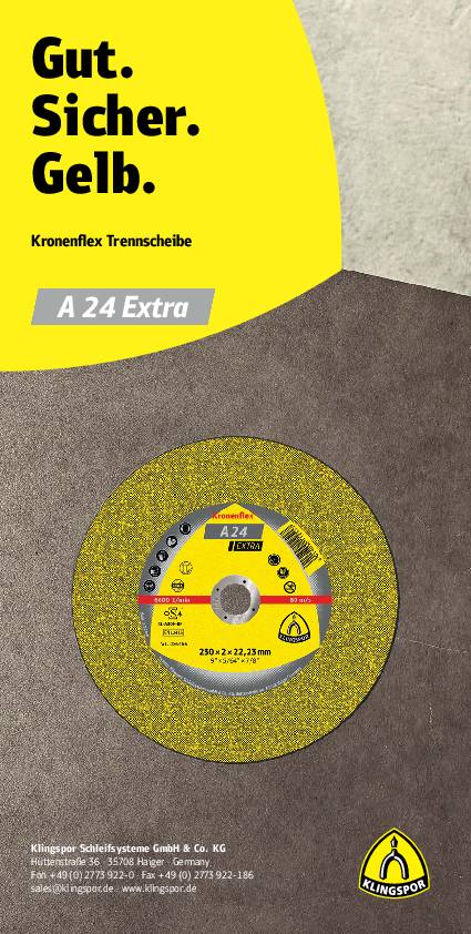 Trennscheibe A 24 Extra D230xB2mm Bohrung 22,23mm mittelhart GER Drehz.6600U/min