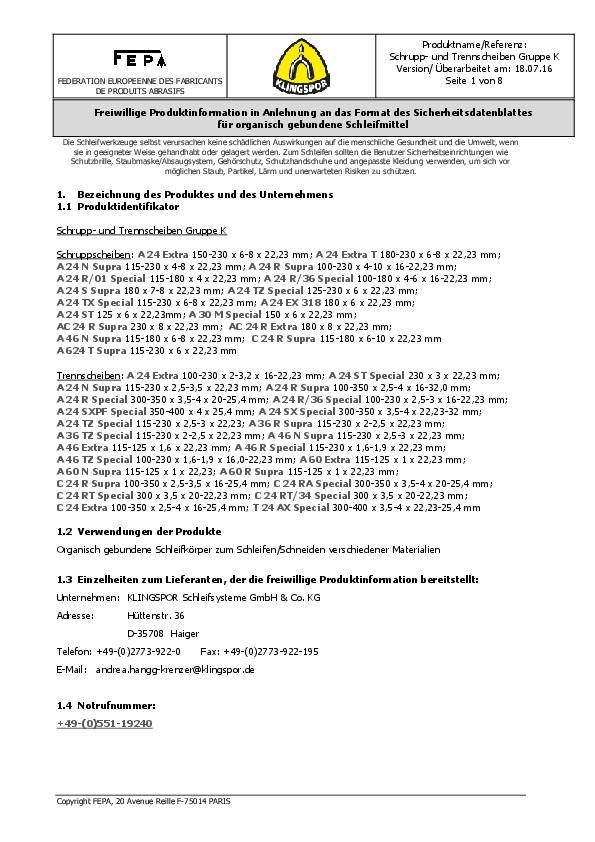 Trennscheibe A 24 Extra D125xB2,5mm Bohrung 22,23mm mittelhart GER Dr.12200U/min