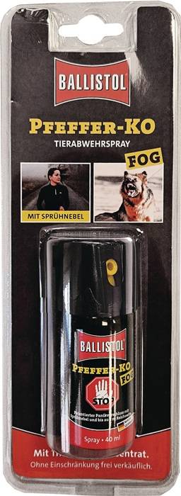 Tierabwehrspray PFEFFER-KO FOG 40ml m.Gürtelclip Spraydose BALLISTOL