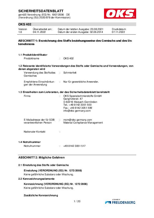 Wälzlager-Hochleistungsfett OKS 402 beige 1kg Dose OKS