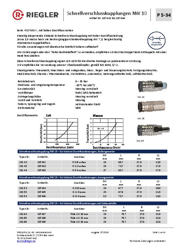 Stecknippel STA gehärtet/vern.Stecker DN 10 IG G 1/2 Zoll RIEGLER