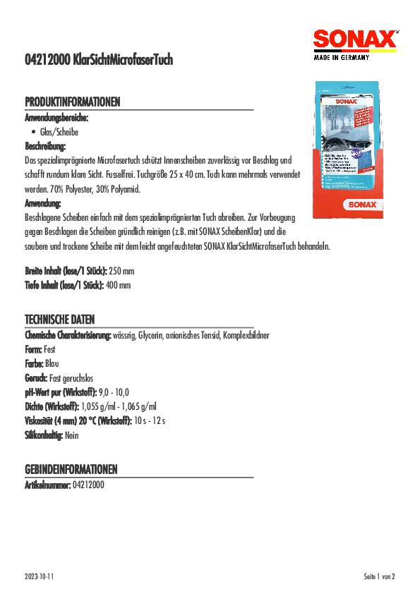 MicrofaserTuch rot L400xB400mm SONAX