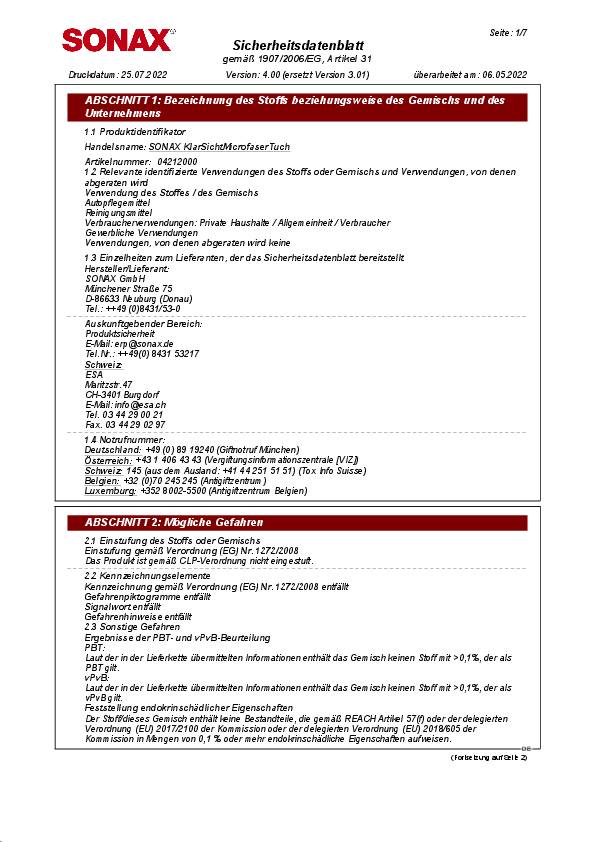 MicrofaserTuch rot L400xB400mm SONAX