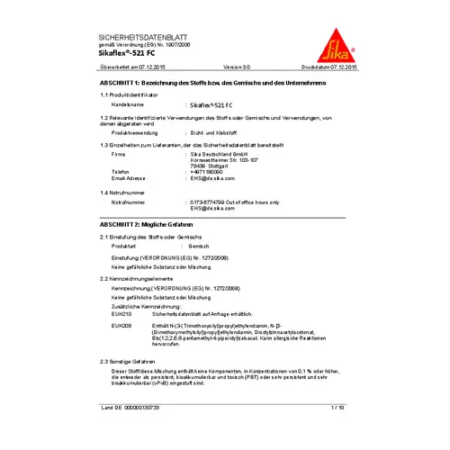 Sikaflex-521 UV schwarz 300ml Kartusche Sikaflex-521 UV schwarz 300ml Kartusche