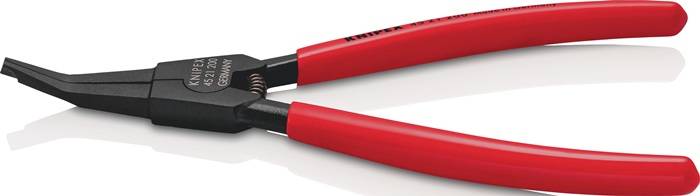 Rote Zange mit Metallgelenk, teilweise geöffnet, vor einem weißen Hintergrund.