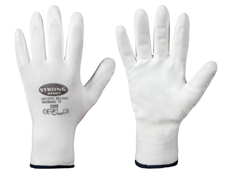 Standard BEIJING STRONGHAND Handschuhe, Nylon / PU, Gr.8 Weiß, CAT 2,