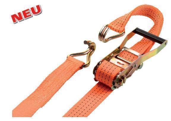 Gr .8 Meter RATSCHEN-ZURRGURT, 2-TEILIG MIT SPITZHAKEN orange CARGO LASHING BELT