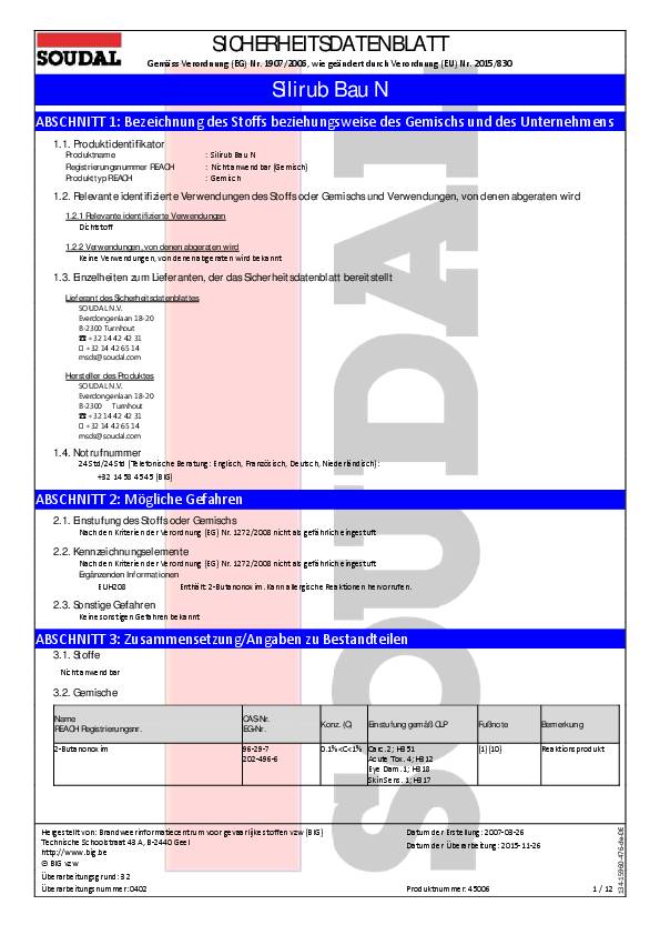 Silikondichtstoff Silirub BauN transp.600ml Schlauchbeutel SOUDAL