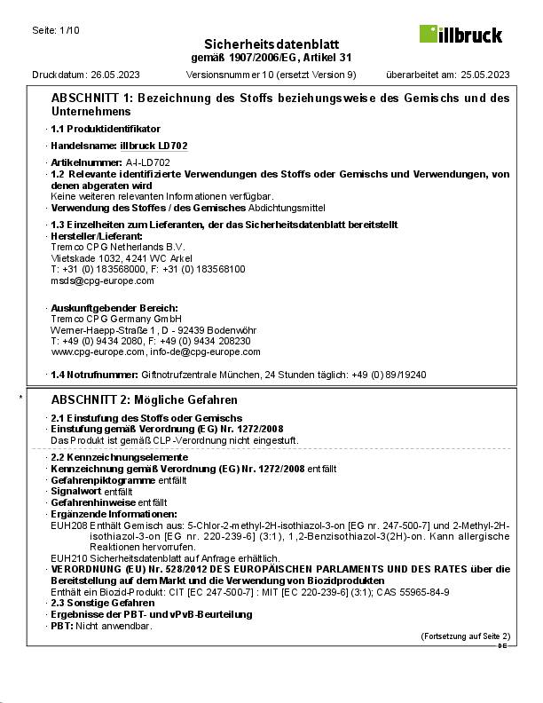 Acryl LD702 310 ml weiß Kartusche ILLBRUCK