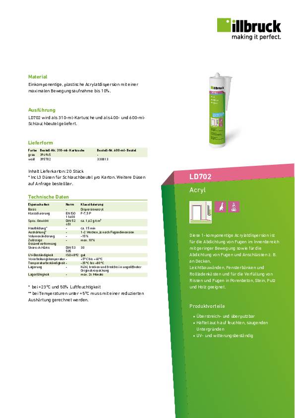 Acryl LD702 310 ml weiß Kartusche ILLBRUCK