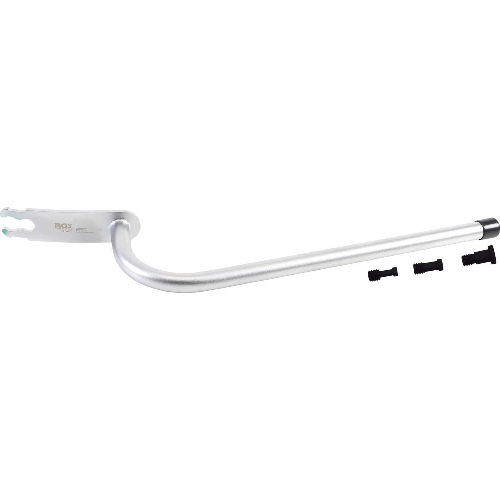 Eine silberfarbene, L-förmige Wandstützstange mit Befestigungsmaterial, die für Stabilität und Unterstützung in Badezimmern oder ähnlichen Räumen konzipiert ist.