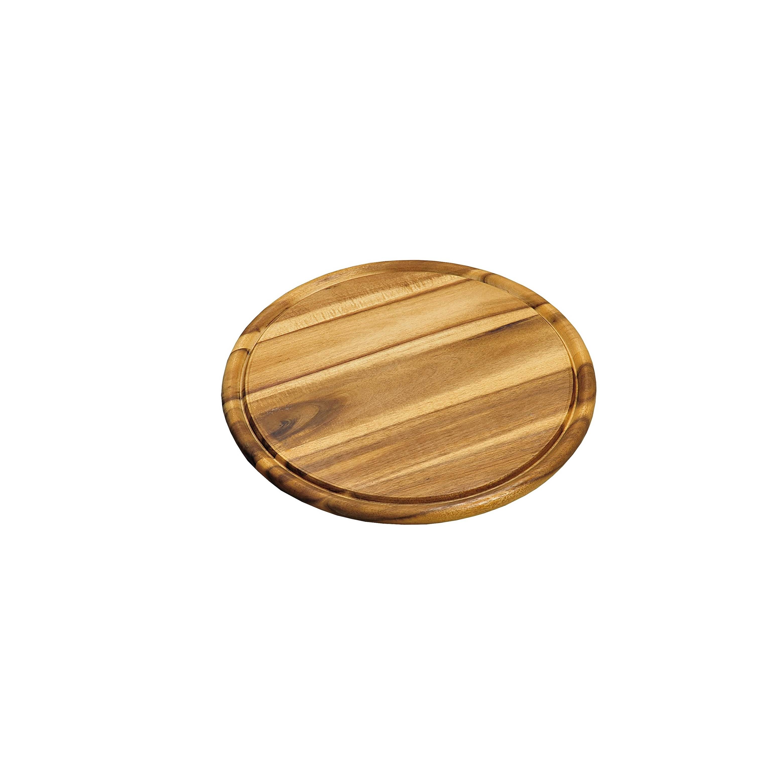 Kesper | 4er Pack Fleischteller mit Saftrille | Frühstücksbrettchen aus Akazienholz | rund 30 cm ø | ideal zum Frühstücken oder Abendbrot