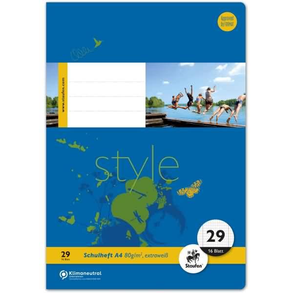 Schulheft Style A4 rautiert mit Rand Lineatur 29 16 Blatt