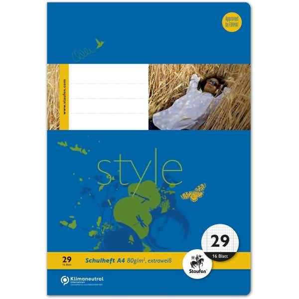 Schulheft Style A4 rautiert mit Rand Lineatur 29 16 Blatt