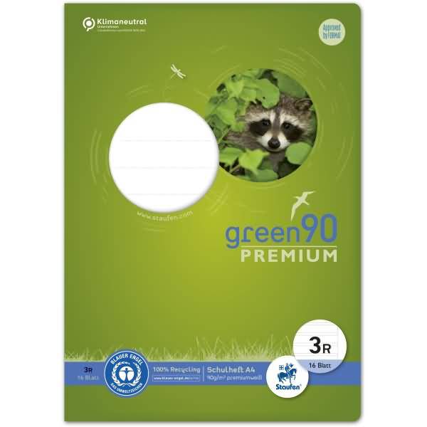 Schulheft Green A4 21 Doppellinien mit Rand Lineatur 3R 16 Blatt