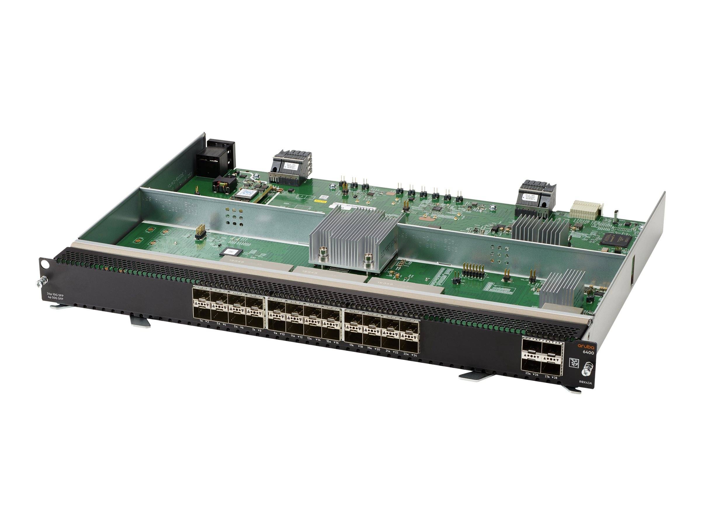 HPE Aruba 6400 - Erweiterungsmodul - 100M/1G/10 Gigabit Ethernet x 24 + 1Gb Ethernet/10Gb Ethernet/25Gb Ethernet/50Gb Ethernet SFP56 x 4