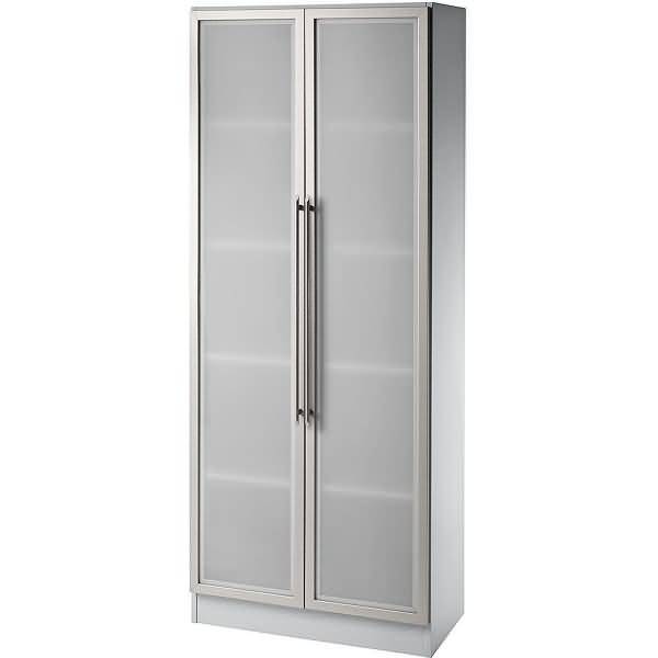 Büroschrank 5 Ordnerhöhen BxTxH 800x420x2004mm Grau/Silber mit Glastüren
