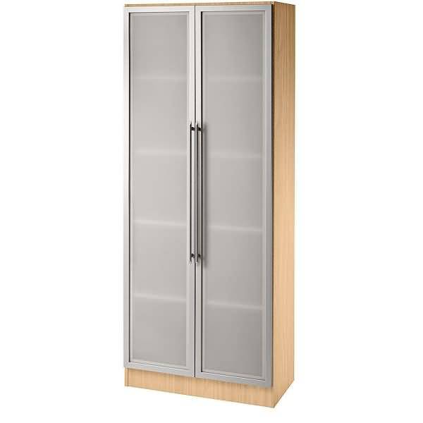 Büroschrank 5 Ordnerhöhen BxTxH 800x420x2004mm Buche/Silber mit Galstüren