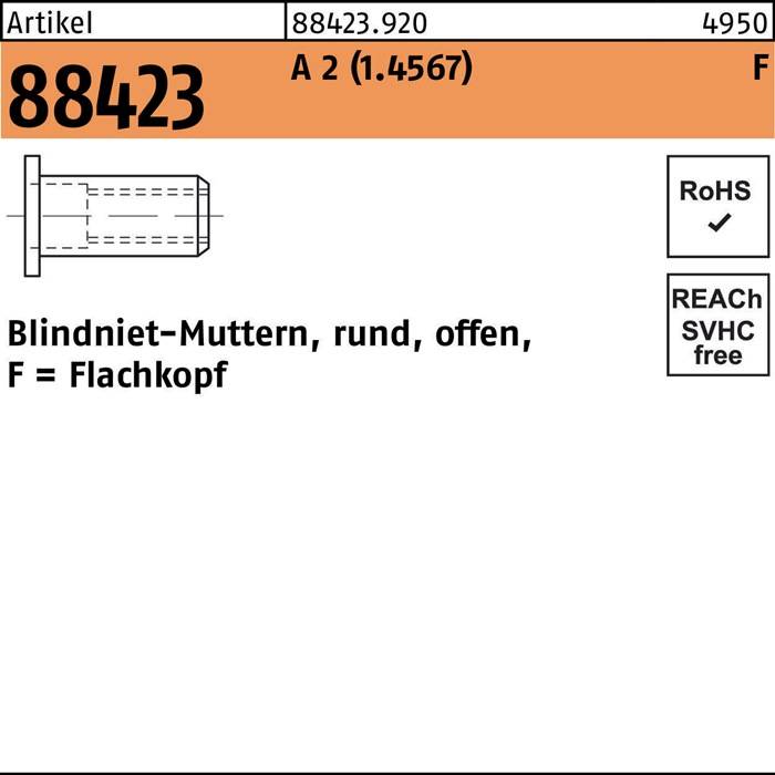 Blindnietmutter R 88423 FLAKO M8 /0,25-3,5 A 2 100 Stück