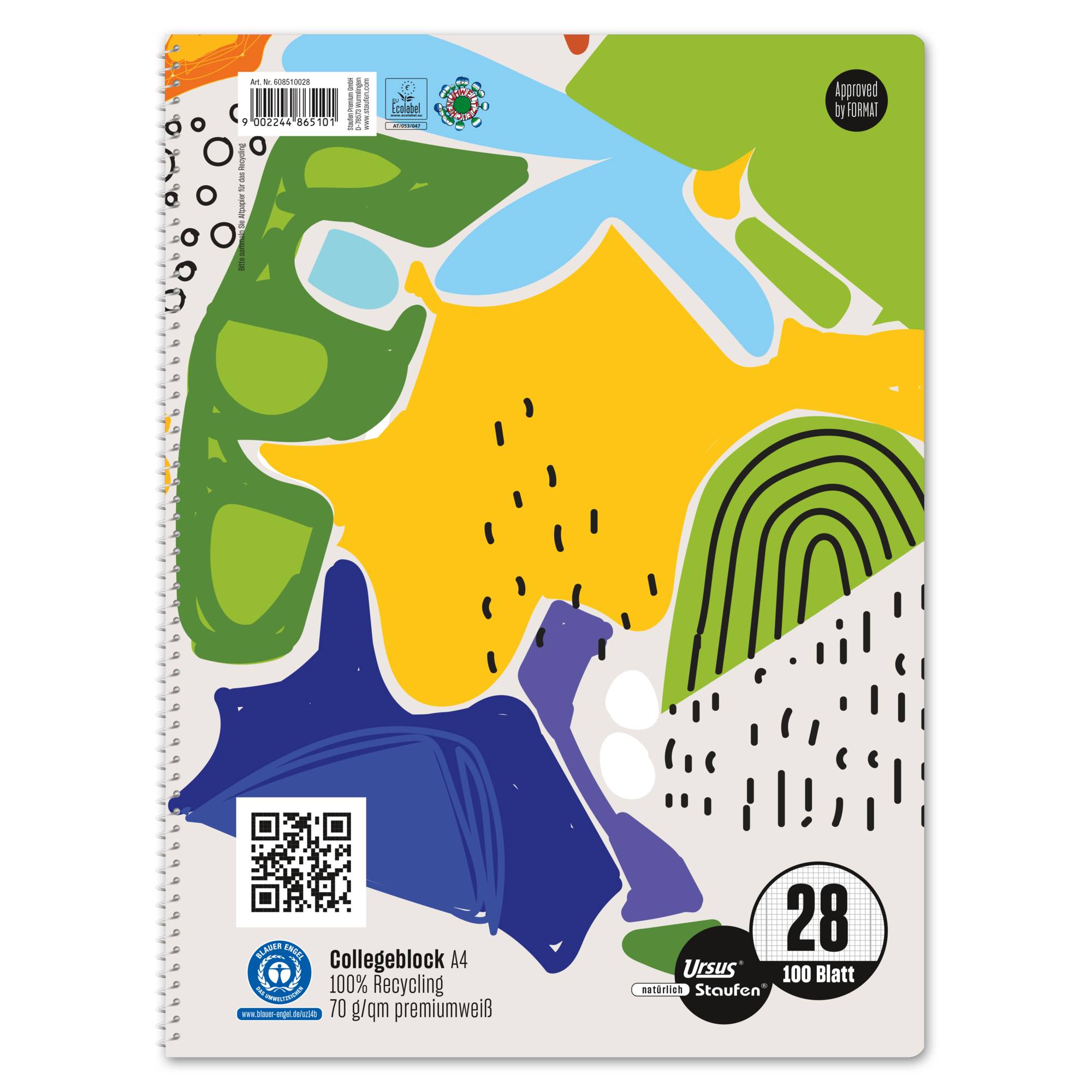 Staufen Collegeblock Style 608510028 DIN A4 70g kar. ws 100Bl