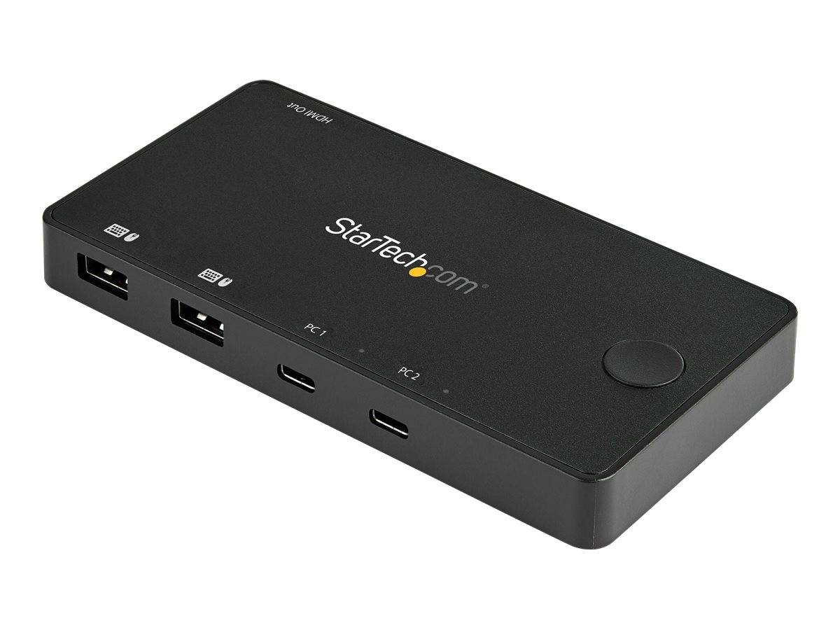 StarTech.com 2 Port USB C KVM Switch, 4K 60Hz HDMI, Compact Dual Port UHD USB Type C Desktop Mini KVM Switch with USB C