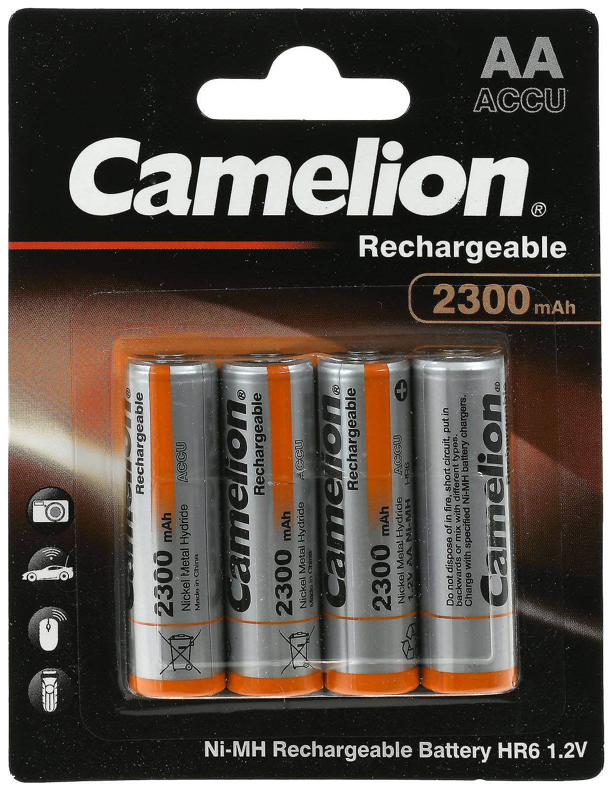 Camelion HR6 AA Mignon Akku für Maus, Fernsteuerung, Foto-Kamera, Rasierer etc. 2300mAh 4er Blister, 1,2V, NiMH