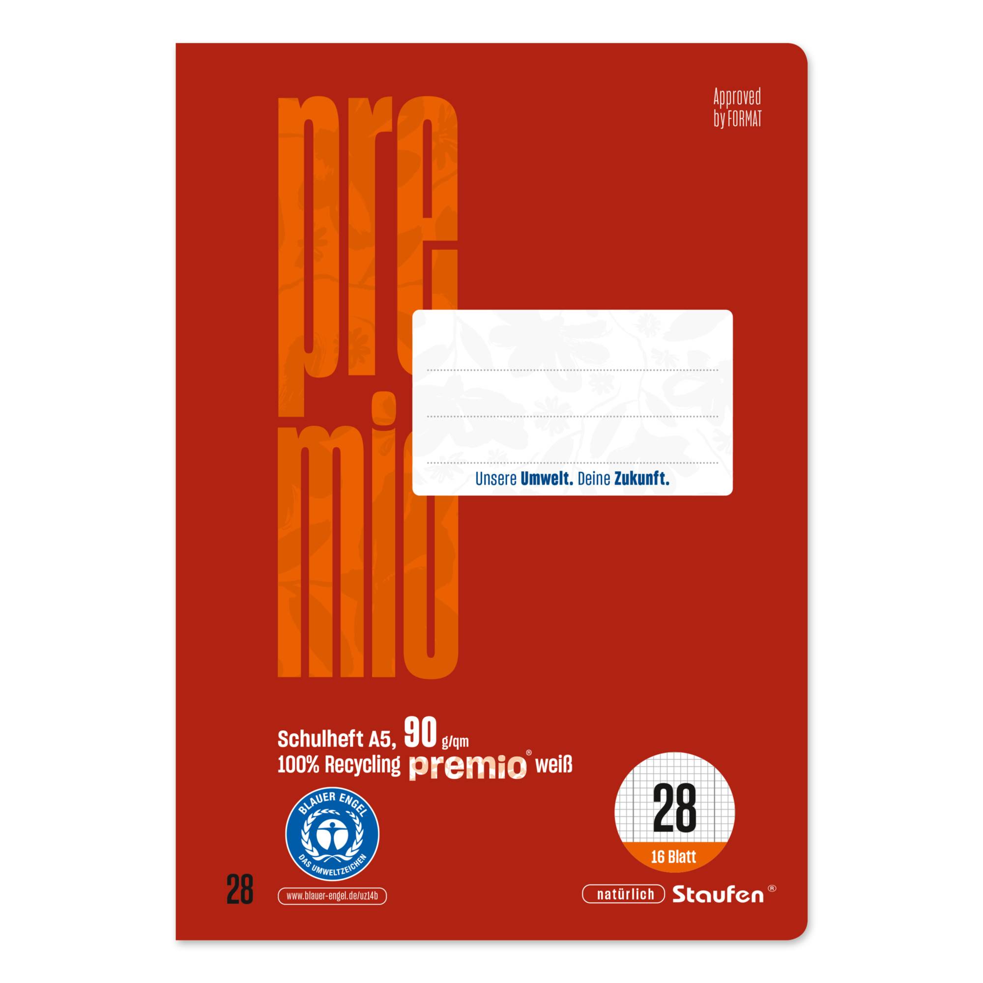 Staufen Schulheft Premio 040780028 A5 90g 16Bl Lin28 kar