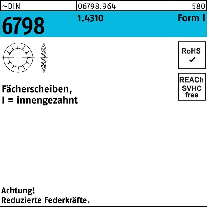 Fächerscheibe DIN 6798 FormI innengezahnt I 6,4 1.4310 1000 Stück