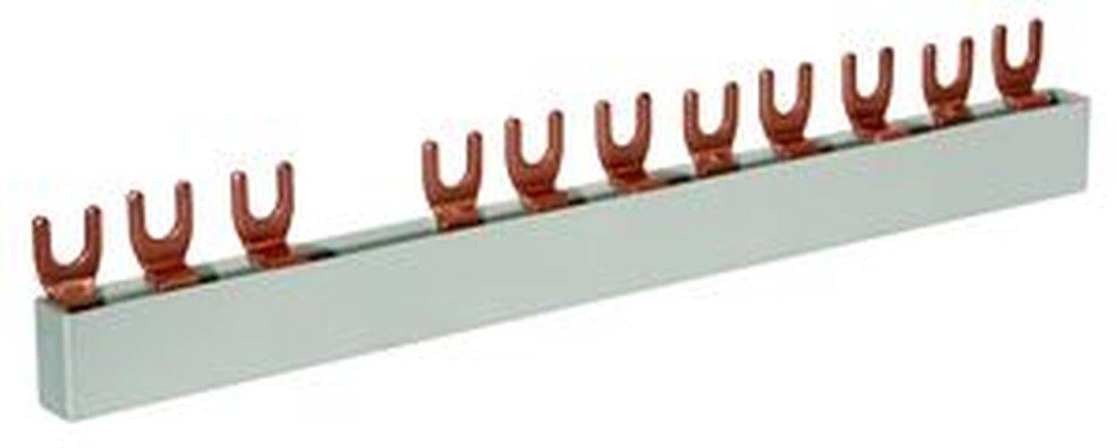 3-Phasen-Gabelschiene für FI 4p N rechts 210mm /12TE / ML 10mm²/63A /Cu
