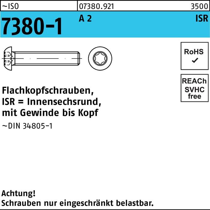 Flachkopfschraube ISO 7380-1 ISR VG M4x 30-T20 A 2 500 Stück