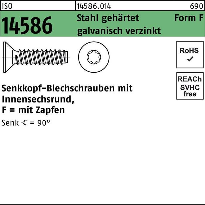 Senkkopf-Blechschrauben mit Innensechsrund, Form F