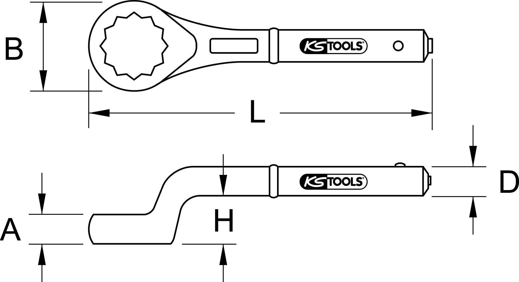 KS TOOLS Werkzeuge-Maschinen GmbH Zugringschlüssel, gekröpft, 1.7/8 (517.9122)