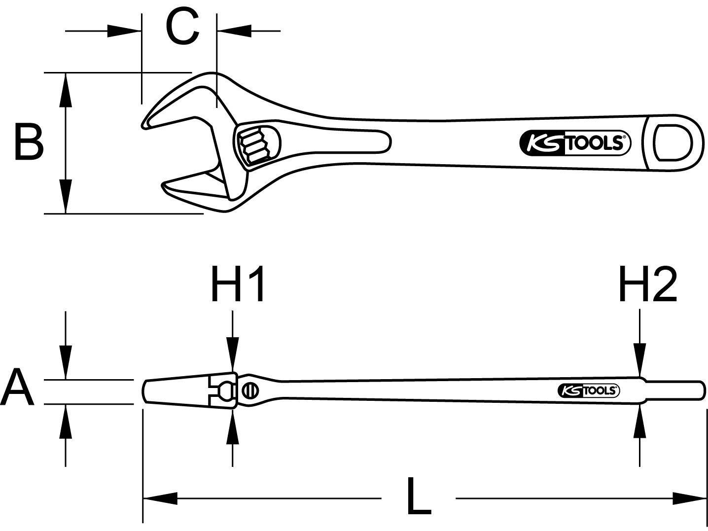 KS TOOLS Rollgabelschlssel, verstellbar, 18mm
