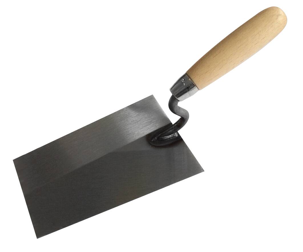MAURERKELLE, Stahl, S-Hals, Holz, 160mm