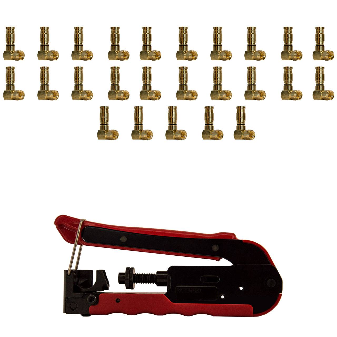 PremiumX 25x XCon G1-90 90° Kompressionsstecker Winkelstecker F-Kompressionsstecker für SAT Kabel + Kompressionszange